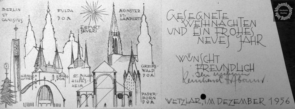Weihnachtskarte von Reinhard Hofbauer, Nachkriegsmoderne, St. Canisius, kirchenbauforschung