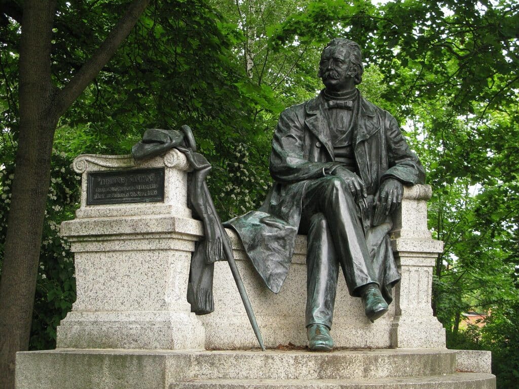 sitzender Mann, Skulptur, Denkmal, Fontane